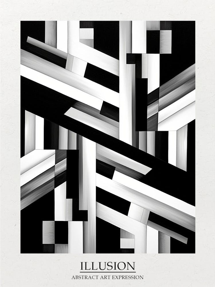 Illusion Abstract Black And White 2 Poster