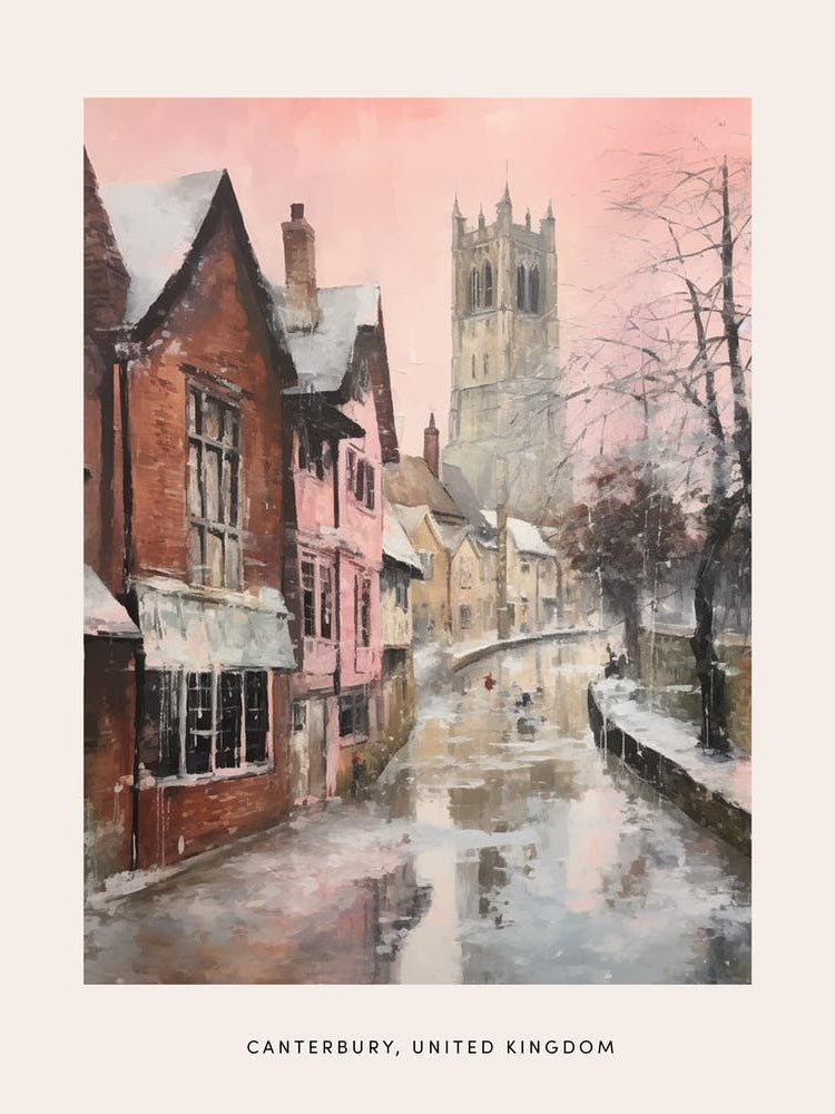 Dreamy Winter Painting Poster Canterbury United Kingdom 4