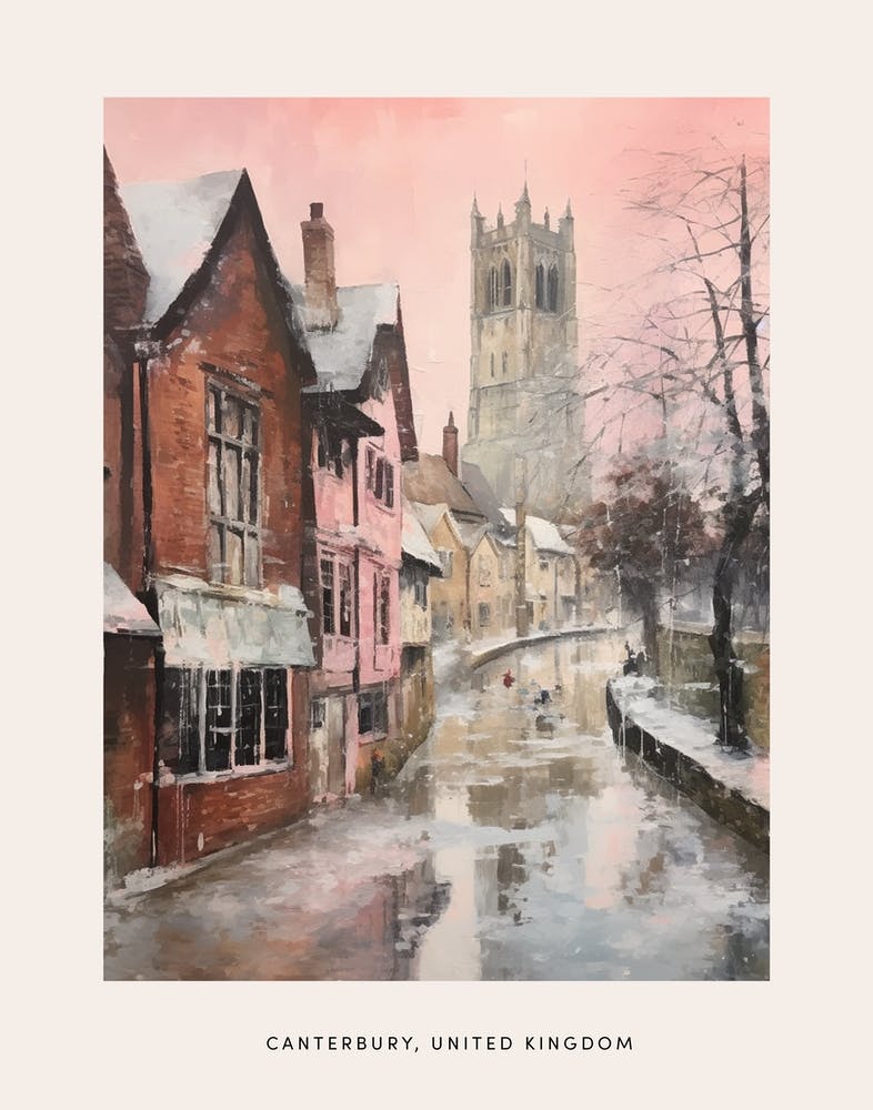 Dreamy Winter Painting Poster Canterbury United Kingdom 4