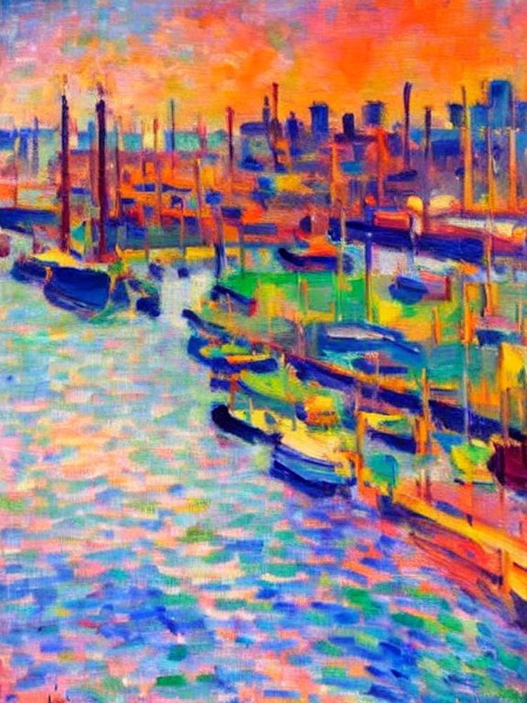 Port Of Los Angeles United Brushwork Painting harbour