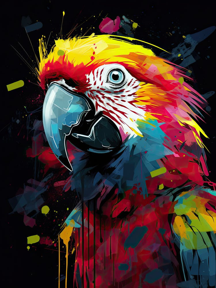 Colorful Parrot, Basquiat Style