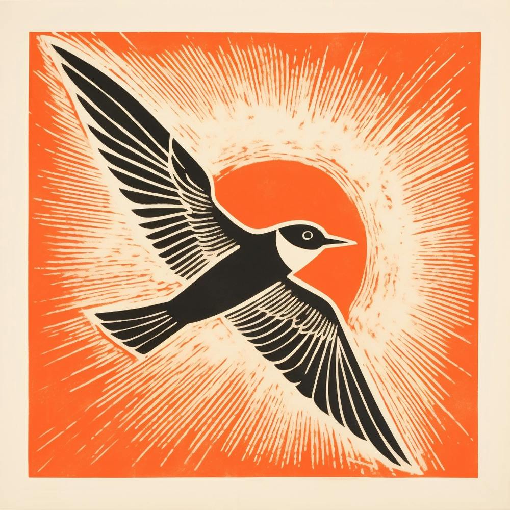 Retro Bird Lithograph Common Tern 2