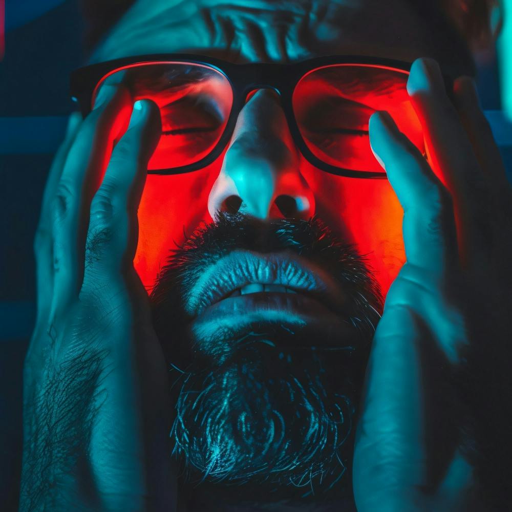 Man With Glasses Covering His Eyes