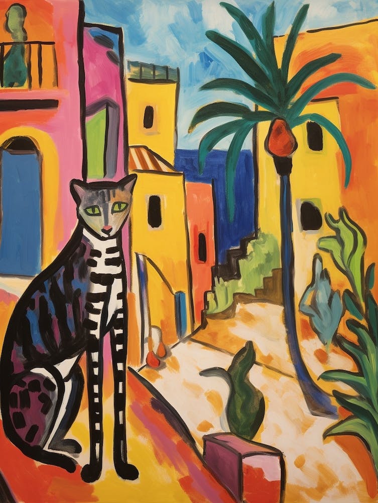 Painting Of A Cat In Luxor Egypt 1