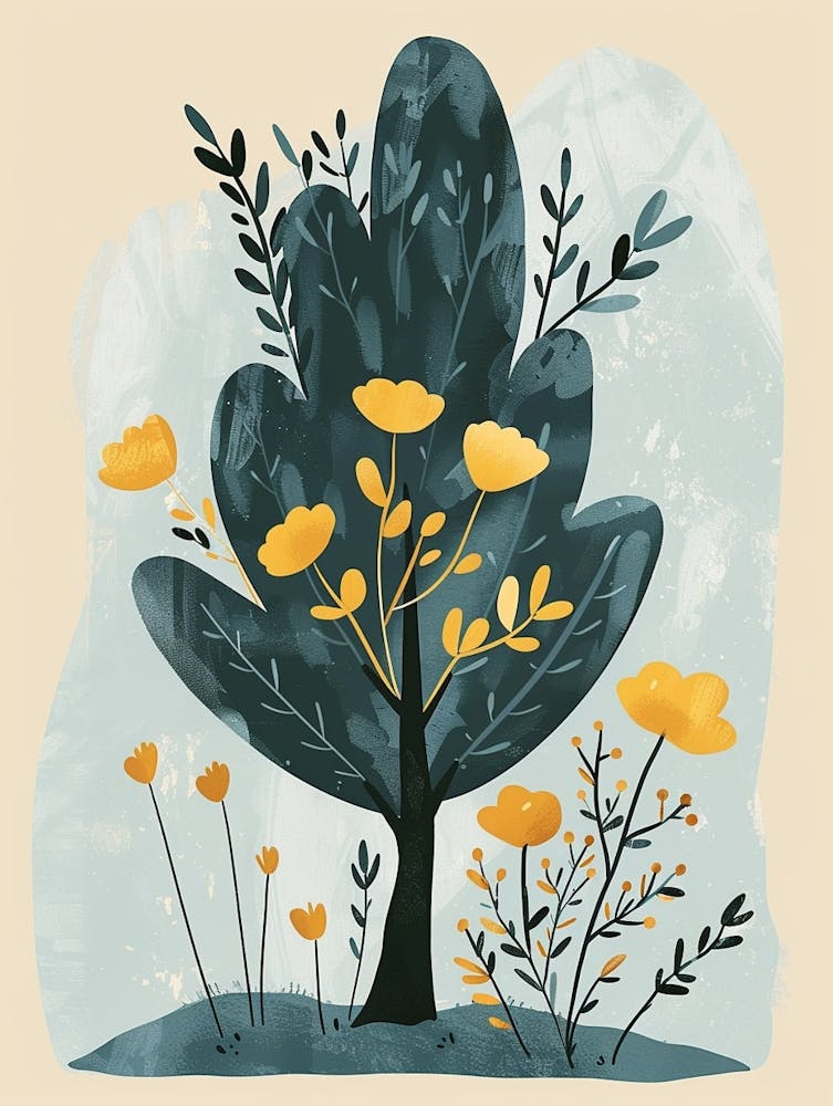 Cypress Tree Flat Illustration 3