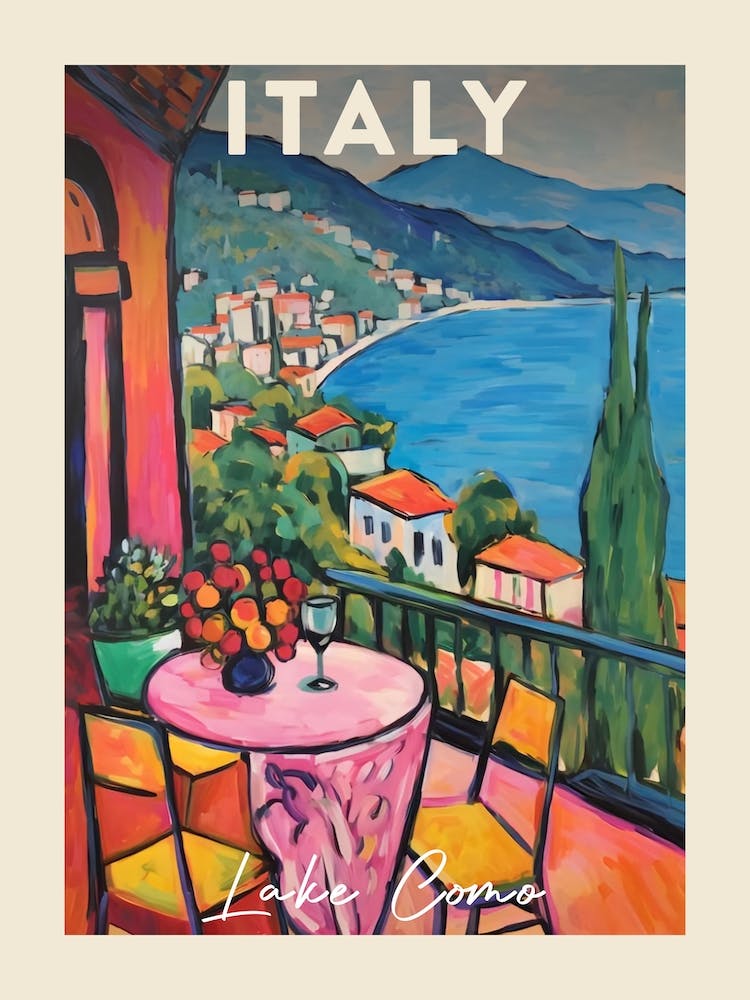 Lake Como Italy 5 Fauvist Painting  Travel Poster