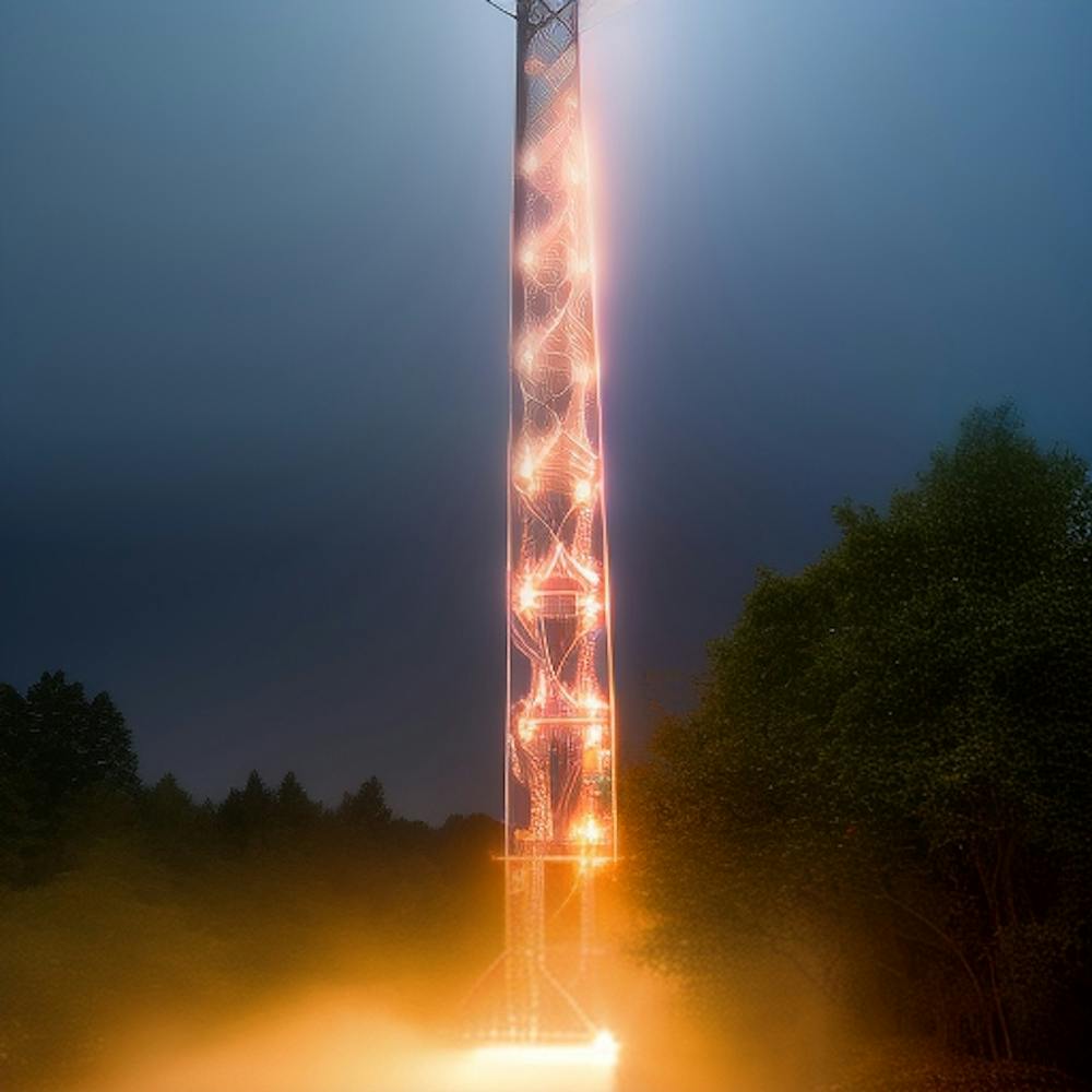Telecommunication Tower At Night