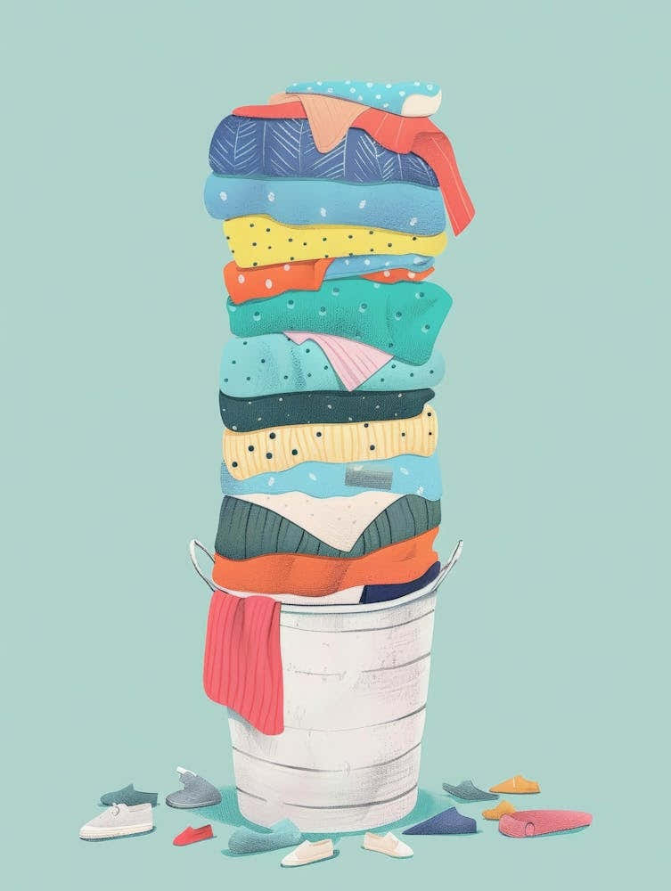 Pile Of Clothes In A Bucket