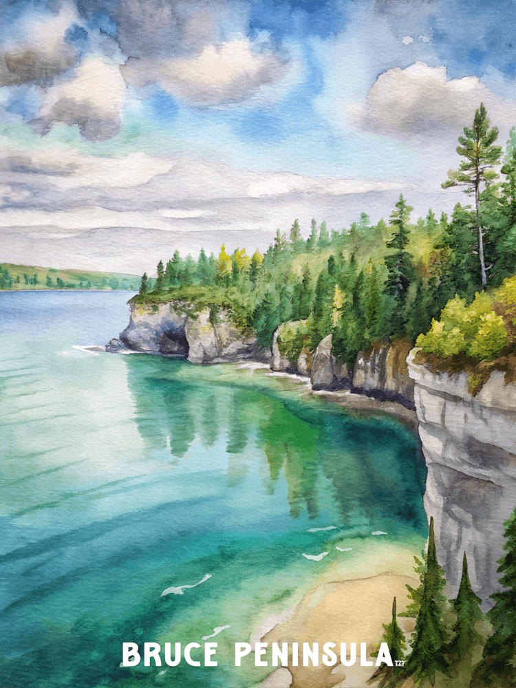 Bruce Peninsula National Park Watercolor Painting