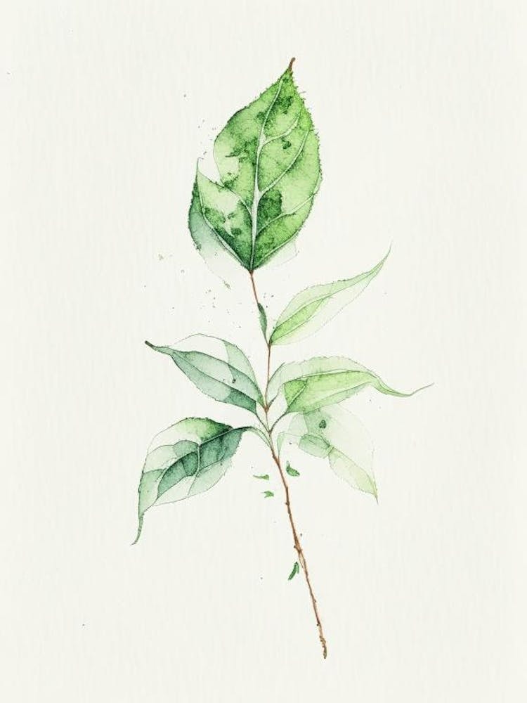 Basil Leaf Minimalist Watercolour 1