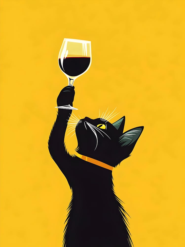 Cat Drinking Wine