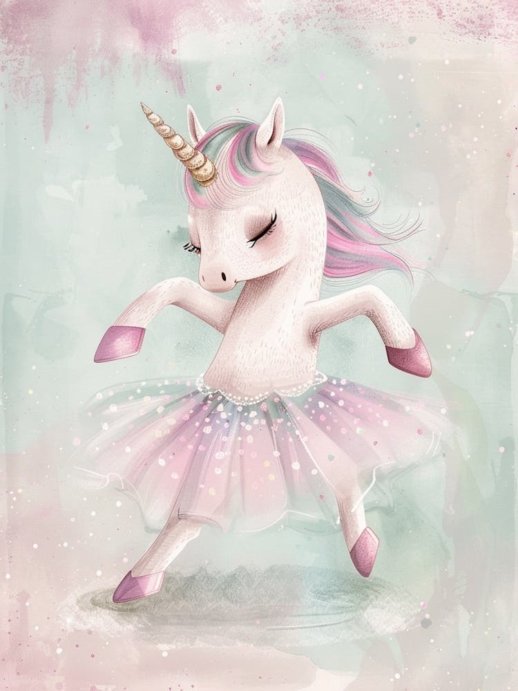Pastell Einhorn Märchenbuch-Stil in einem Tutu 2