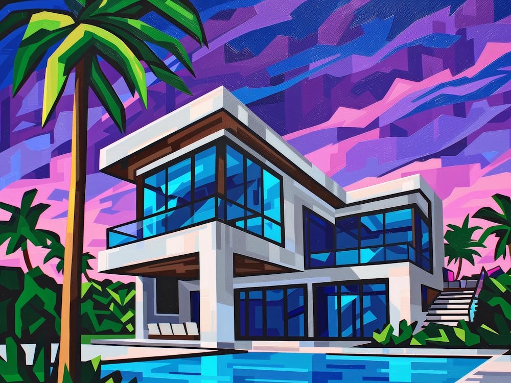 House At Sunset