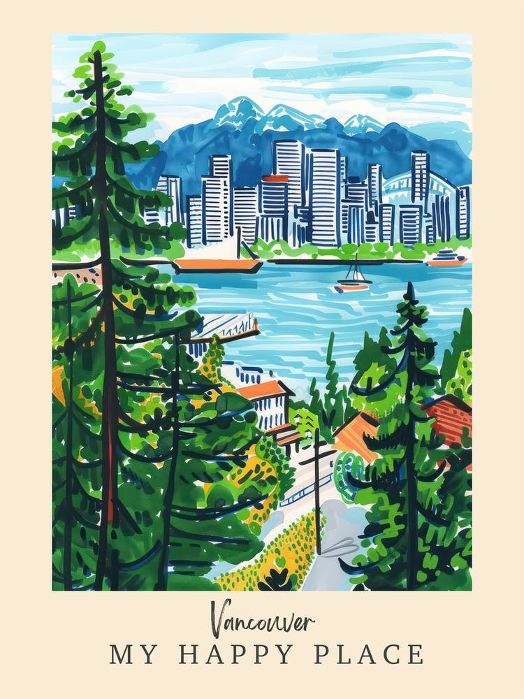 My Happy Place Vancouver 4 Travel Poster