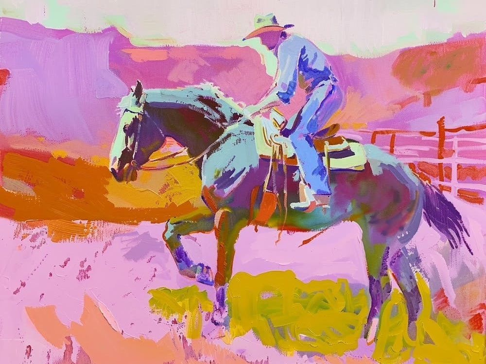 Neon Cowboy In Colorado Painting