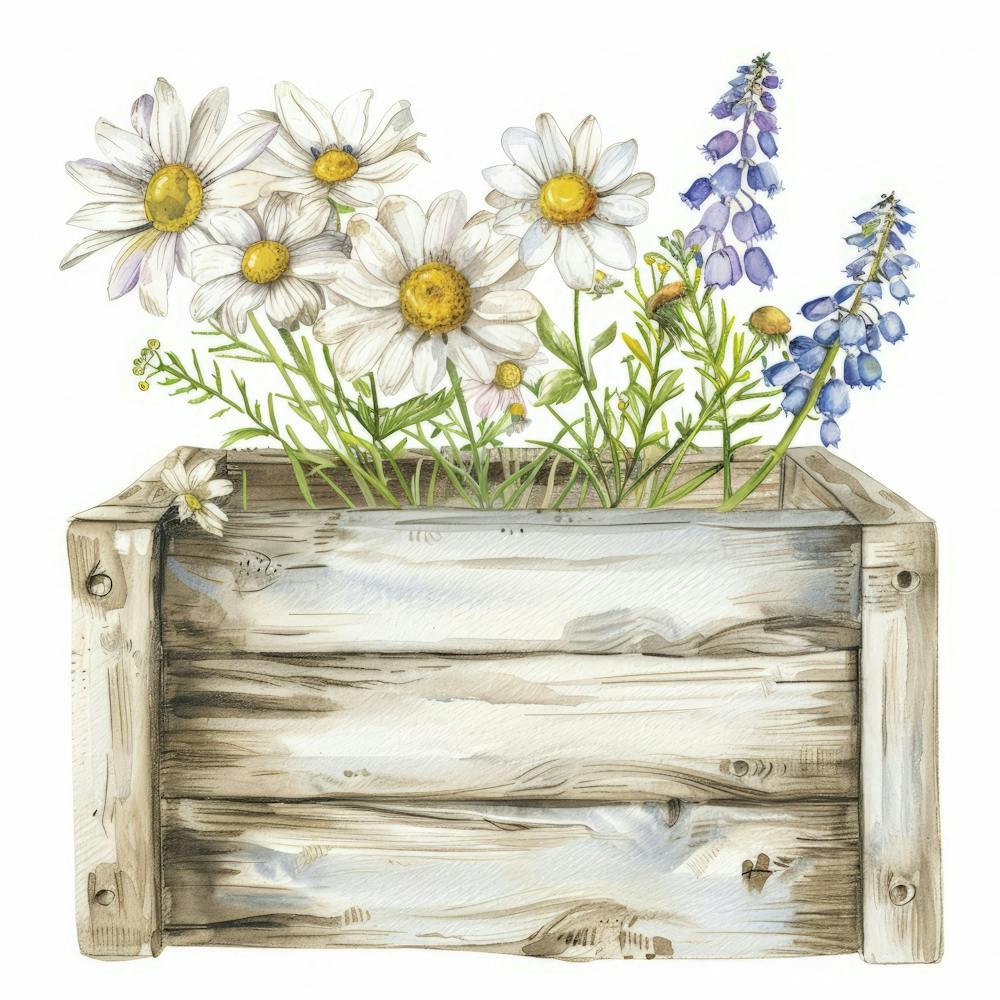 Wildflowers In A Wooden Box