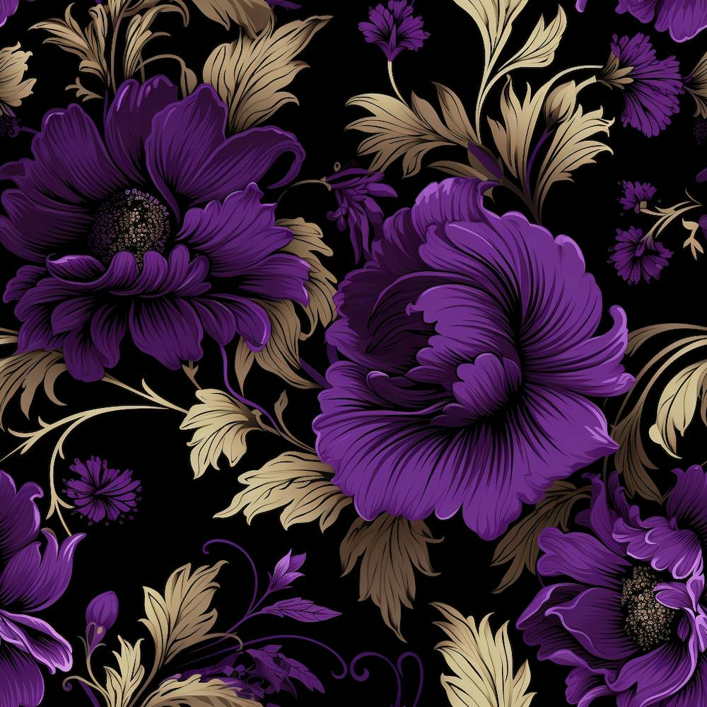 Gothic inspired purple and gold floral