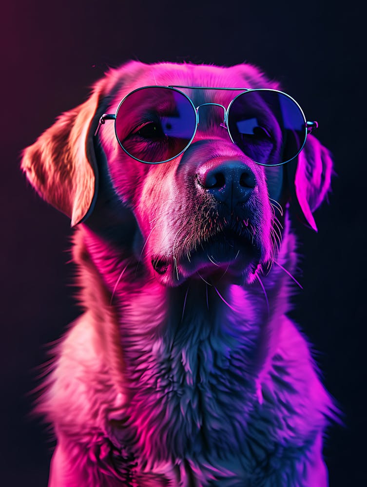 Beautiful Dog Under Neon Lights 23
