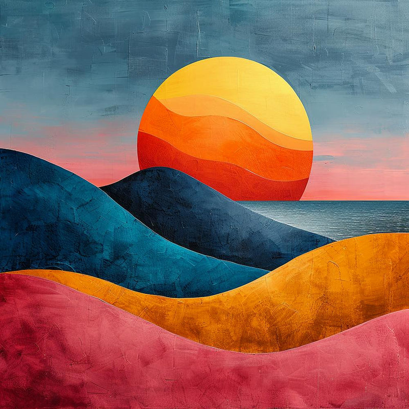 Sunset In The Mountains, vector illustration, abstract art, abstract painting  city wall art, colorful wall art, home decor, minimal art, modern wall art, wall art, wall decoration, wall print colourful wall art, decor wall art, digital art, digital art d
