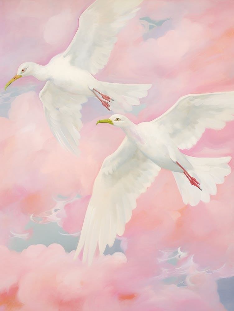 Rosa ätherisches Vogelgemälde Albatross 1