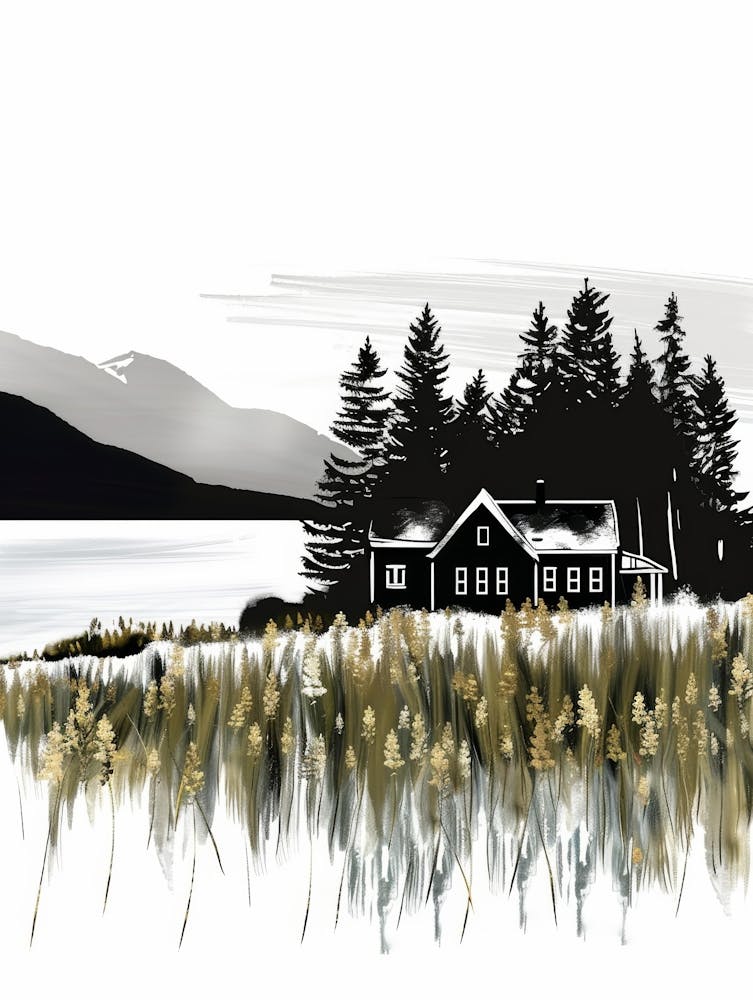 House By The Lake Canvas Print 1