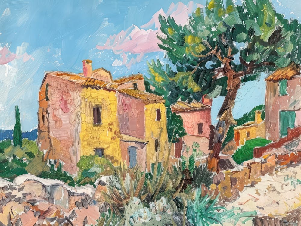 Village Voyage Painting Inspired By Paul Cezanne