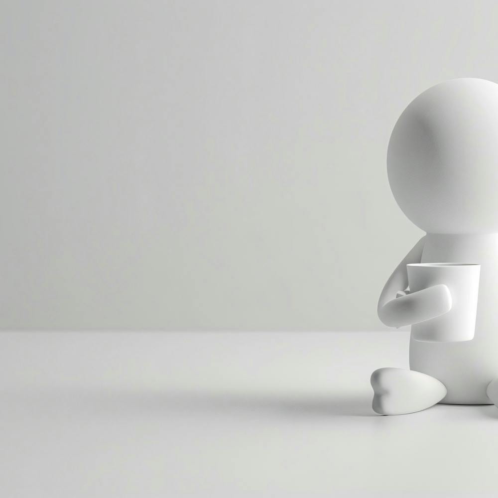 3d Man Holding A Cup