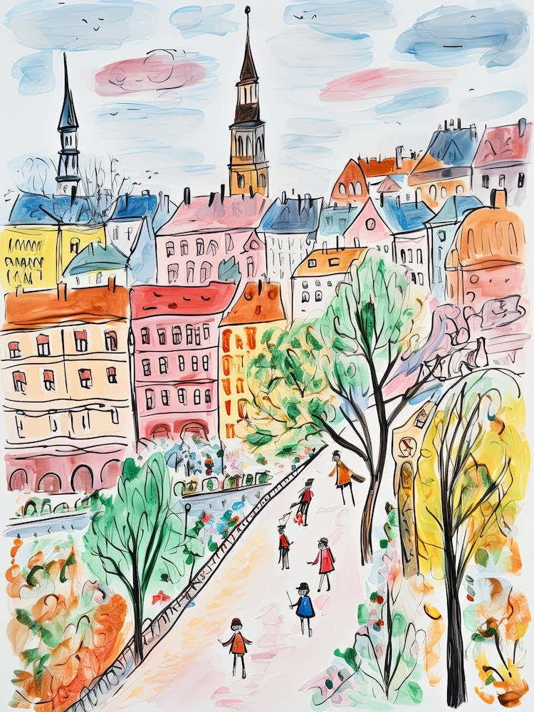 Warsaw, Dreamy Storybook Illustration 4
