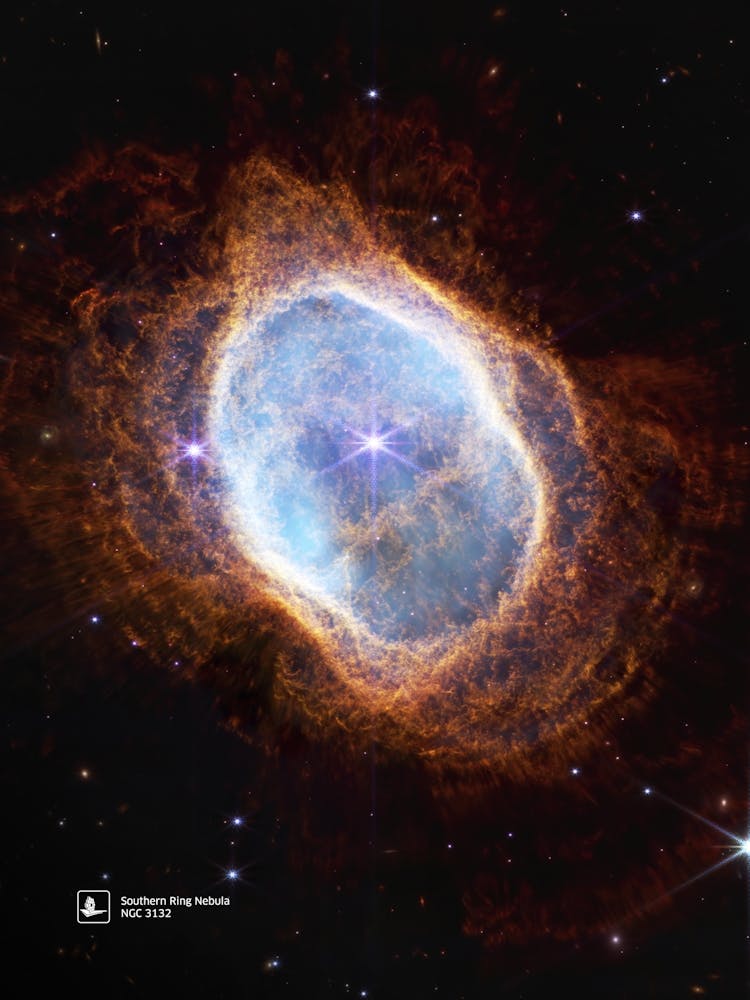 Southern Ring Nebula, NGC 3132 (James Webb/JWST) — space poster, science poster, space photo, space art, jwst picture