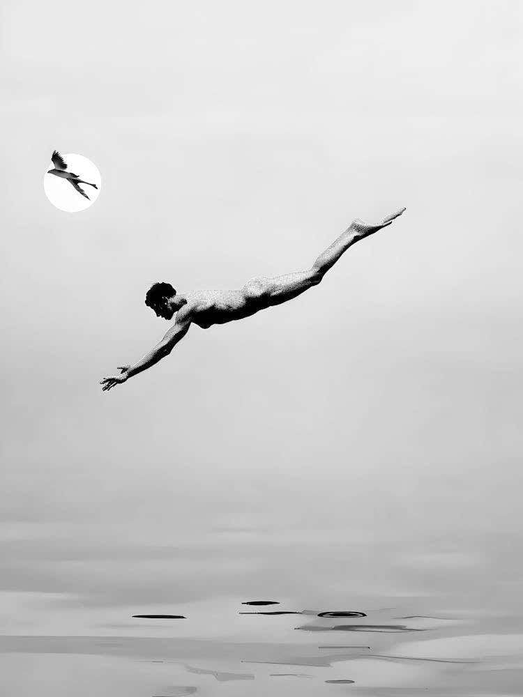 Man Dives Into The Water