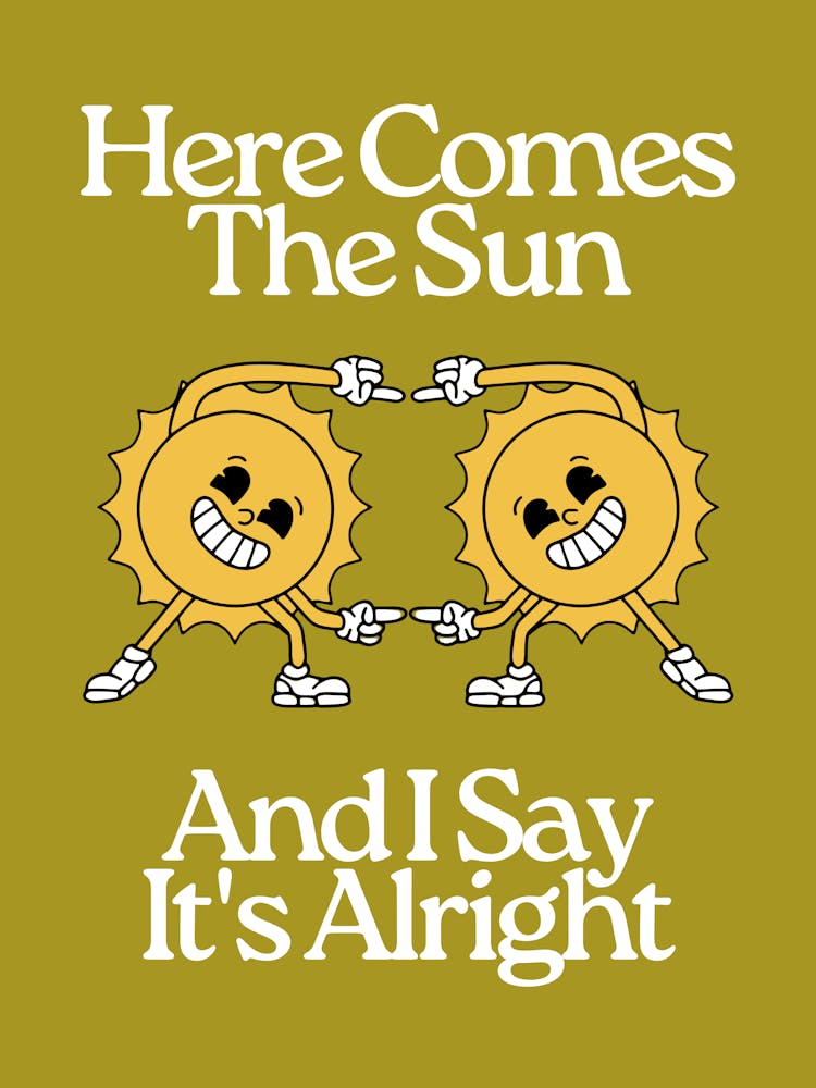 Here Comes The Sun | Vintage Retro Music | Green Nursery Wall Art | 60’s 70’s | Sun Decor | Sun 1