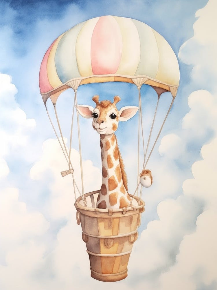 Baby Giraffe 4 In A Hot Air Balloon