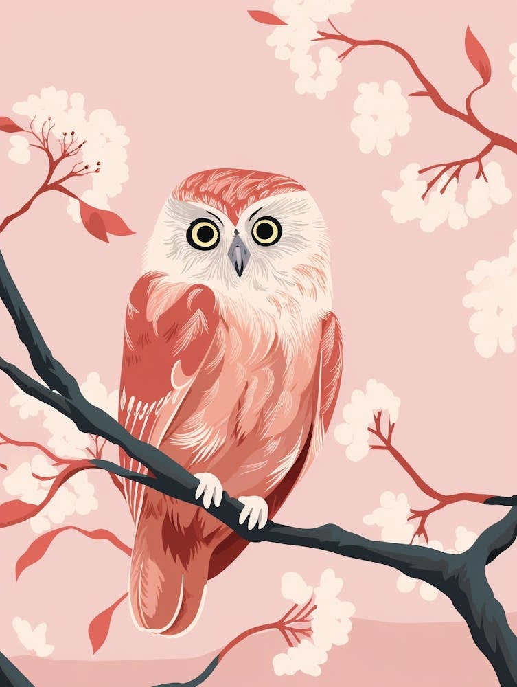 Minimalist Eastern Screech Owl Illustration