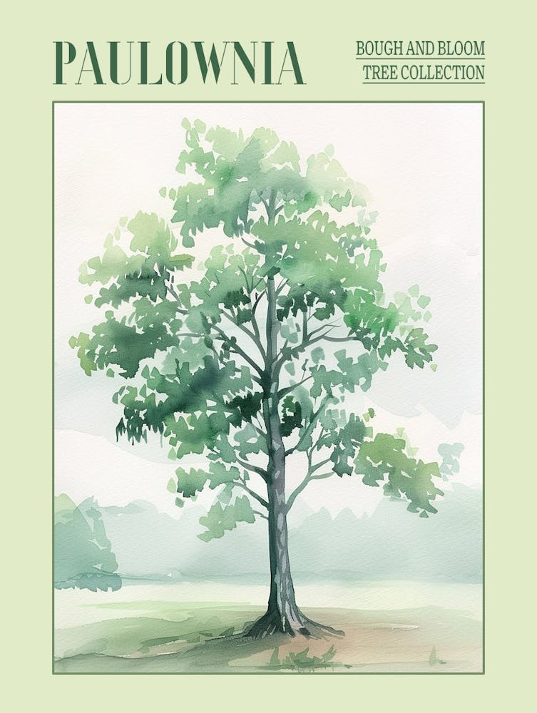 Paulownia Tree Atmospheric Watercolour Painting 3 Poster