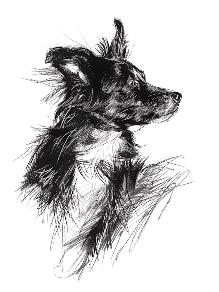 Miniature American Shepherd Dog Line Sketch 3