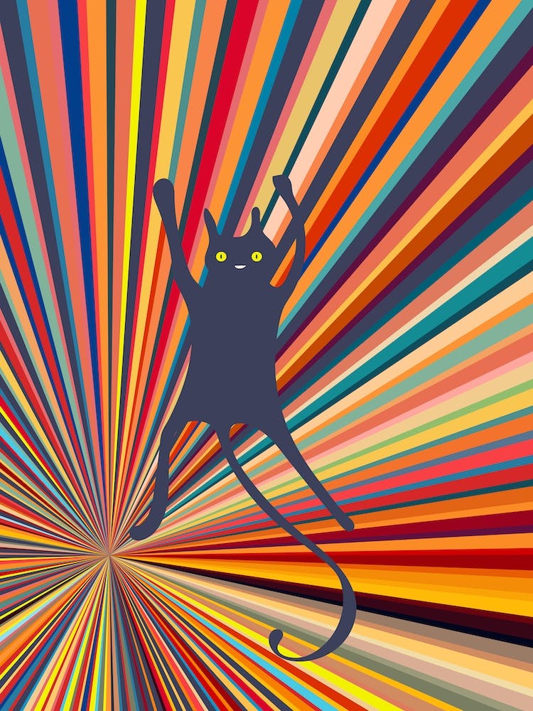 Dancing Cat In The Rainbow