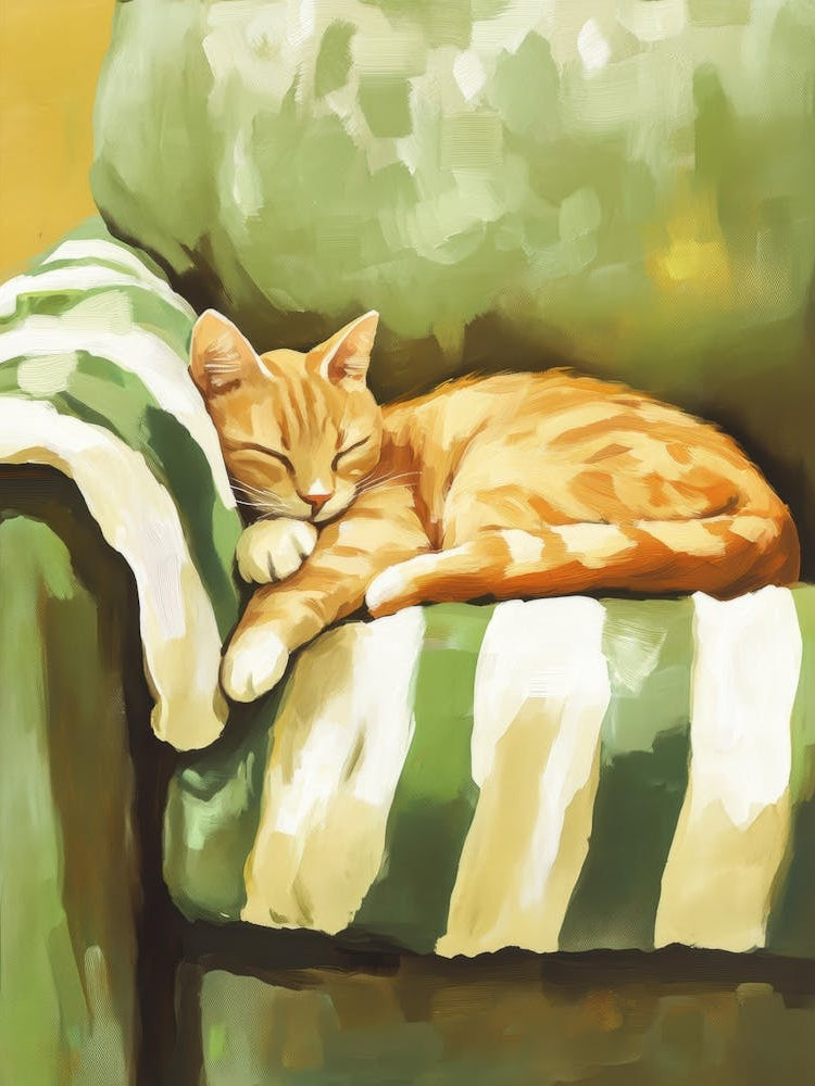 Cat Sleeping On Couch 1