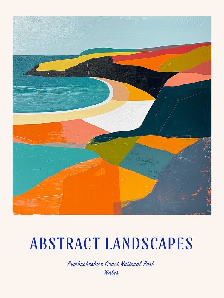 Colourful Abstract Pembrokeshire Coast National Park Wales 3 Poster Blue