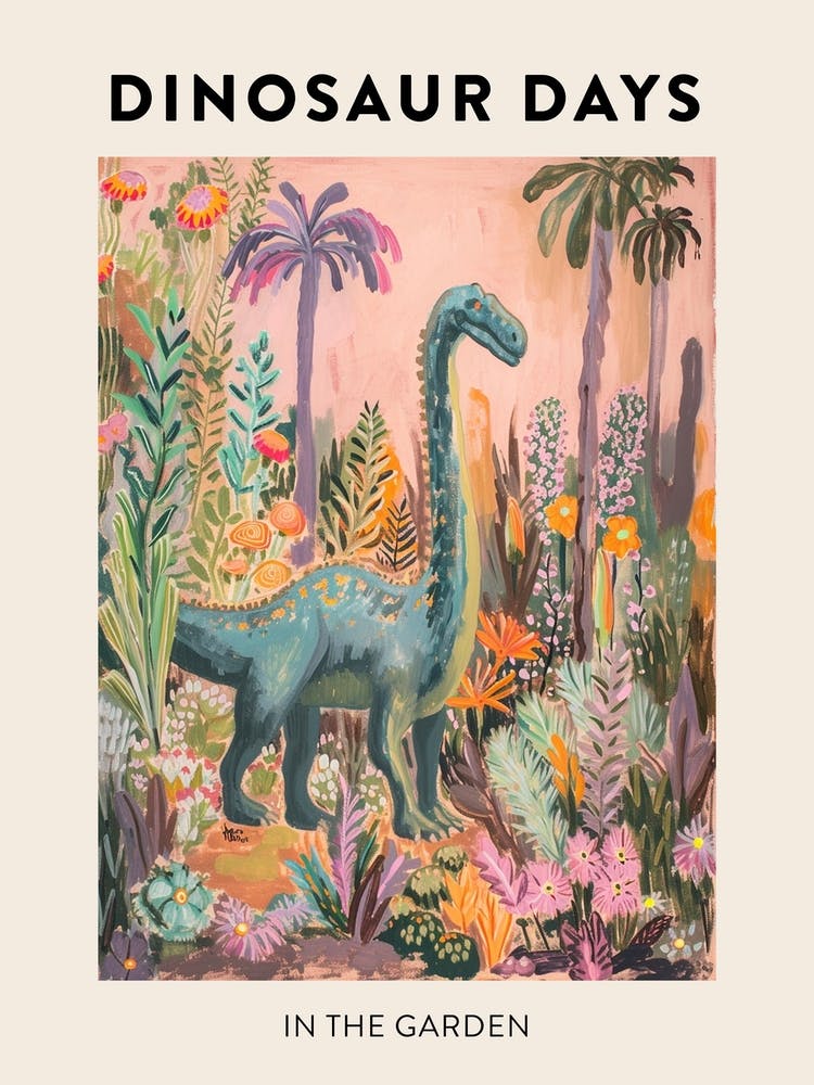 Dinosaur In The Garden Poster 1