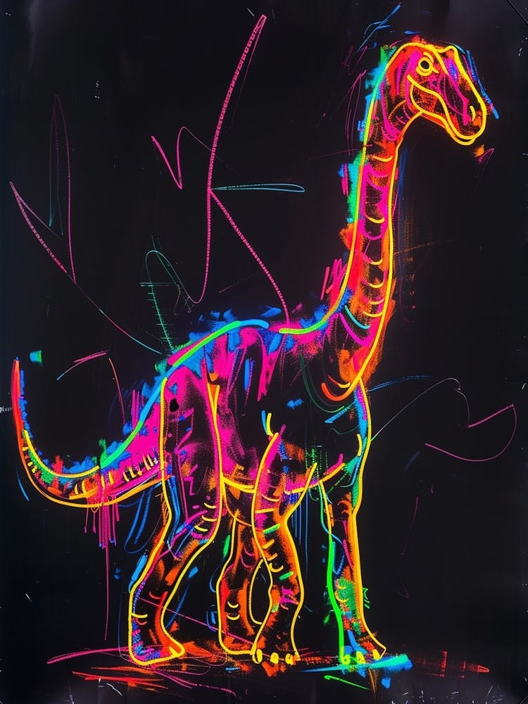 Dinosaur Neon Outlines 2