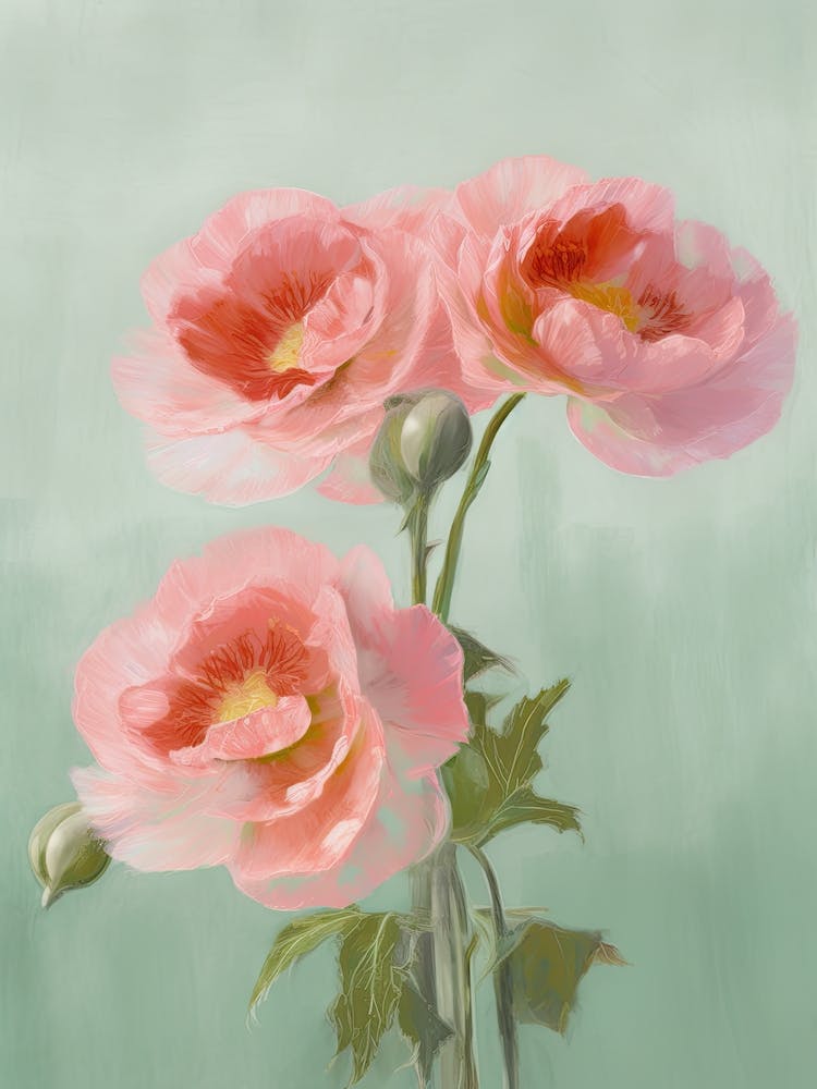 Pink Roses Flowers Acrylic Painting In Pastel Colours 8