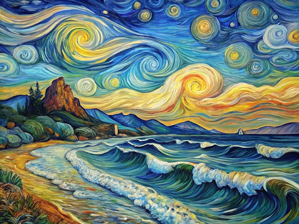 Van Gogh A Coastal Scene With Waves Meeting The S