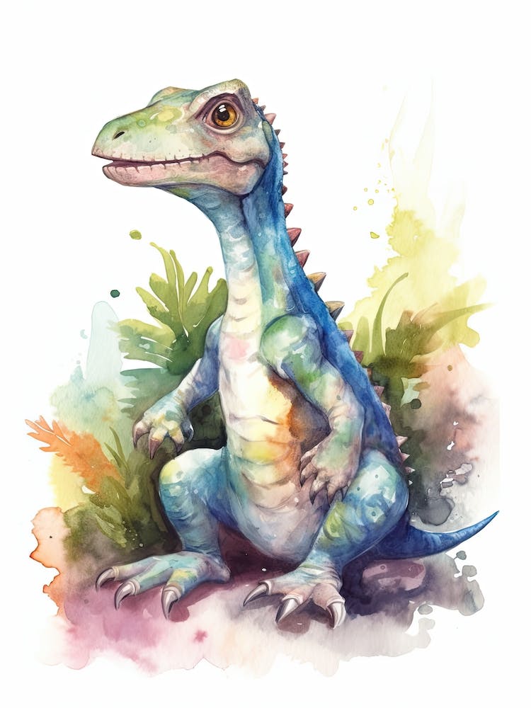 Suchomimus Cute Dinosaur Watercolour 3