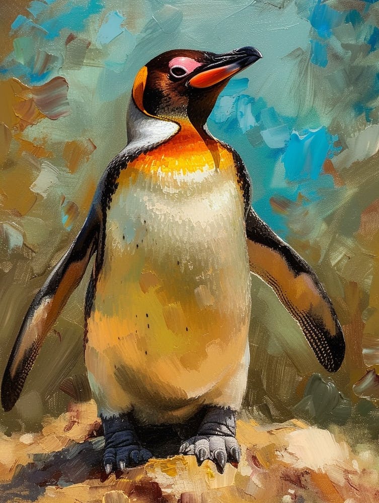 Galapagos Penguin Livingston Island Colour Block Painting 2