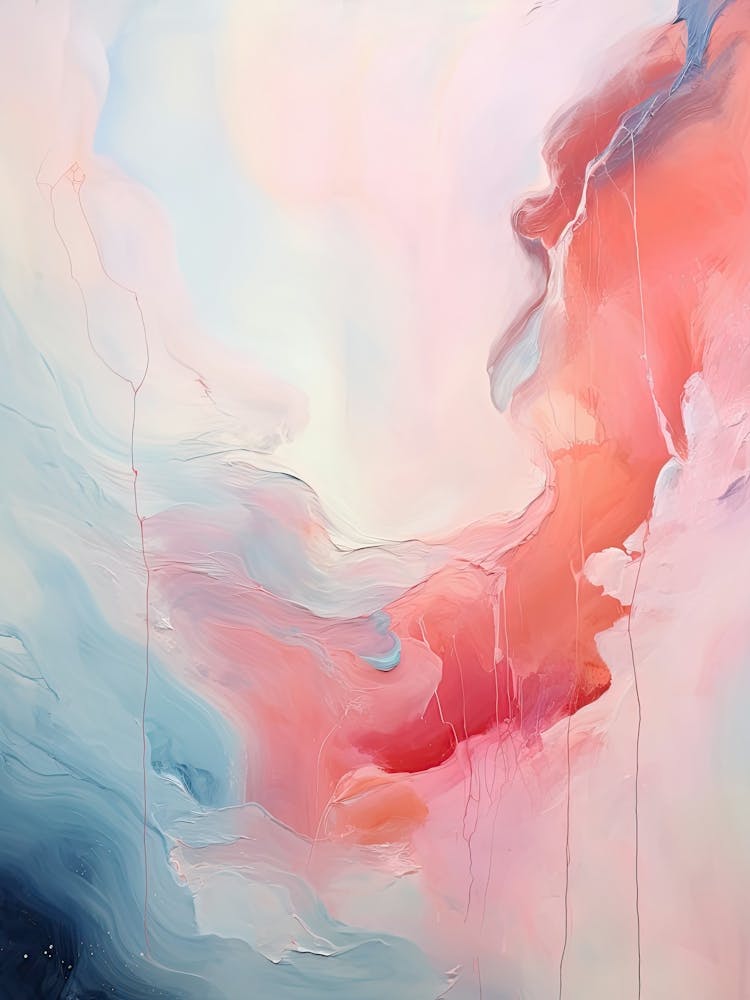 Pink And Blue Abstract Raw Painting 0