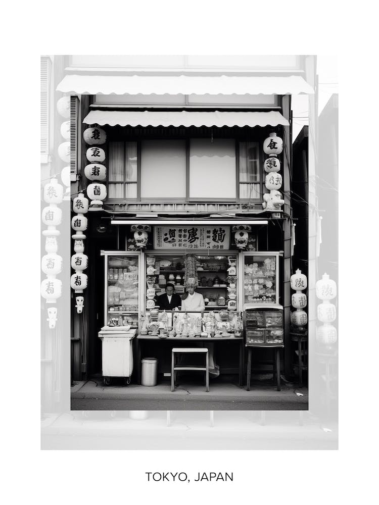 Poster Of Tokyo, Japan, Black And White Old Photo 2