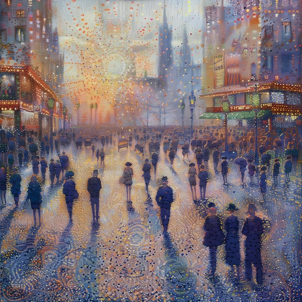City At Night, Tiny Dots, Pointillism