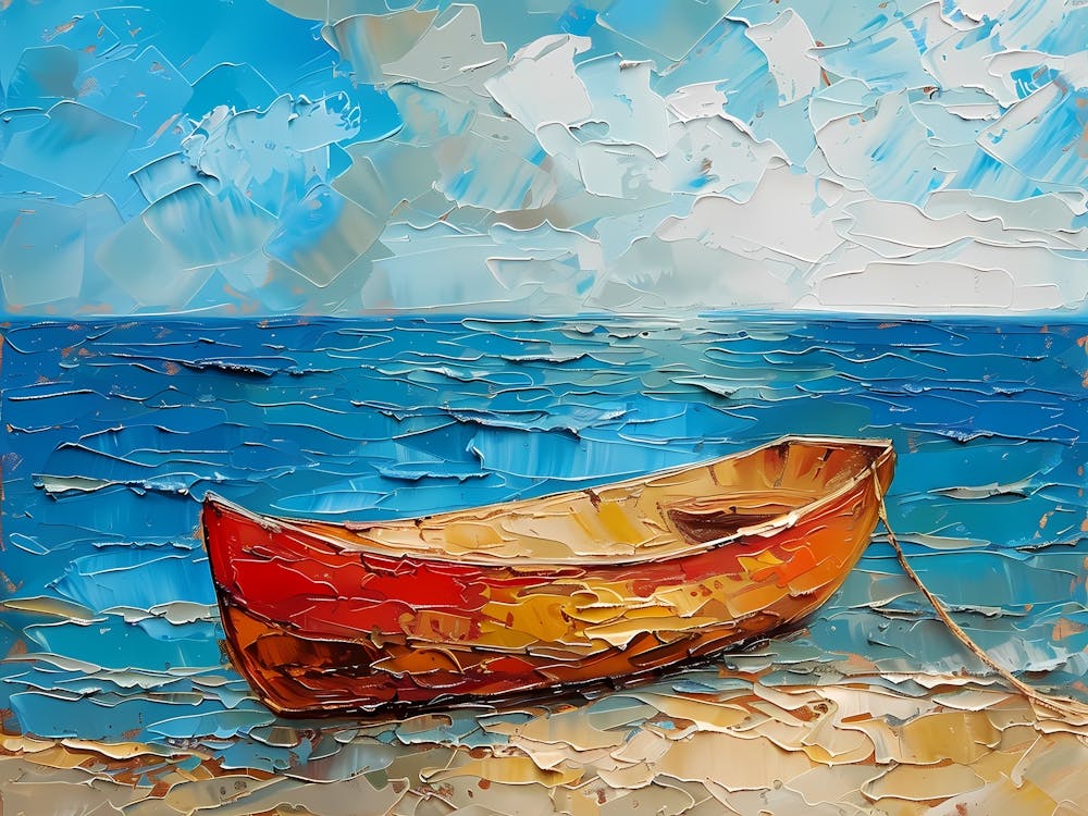 Calm Waters An Oil Portrait of a Boat at Sea 1