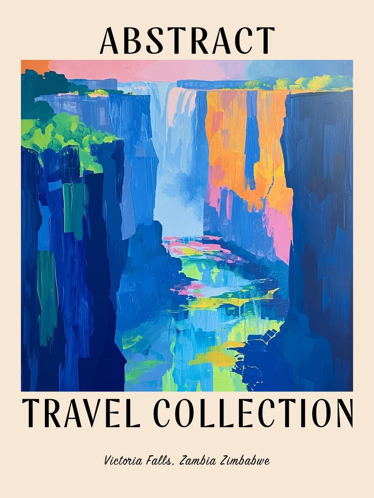 Abstract Travel Collection Poster Victoria Falls Zambia Zimbabwe 4