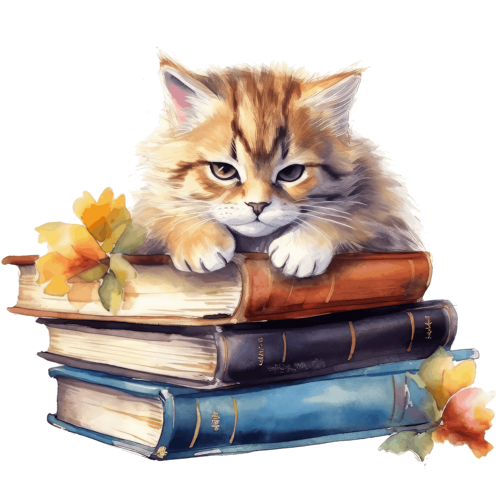 Cat Sleeping On Books 13